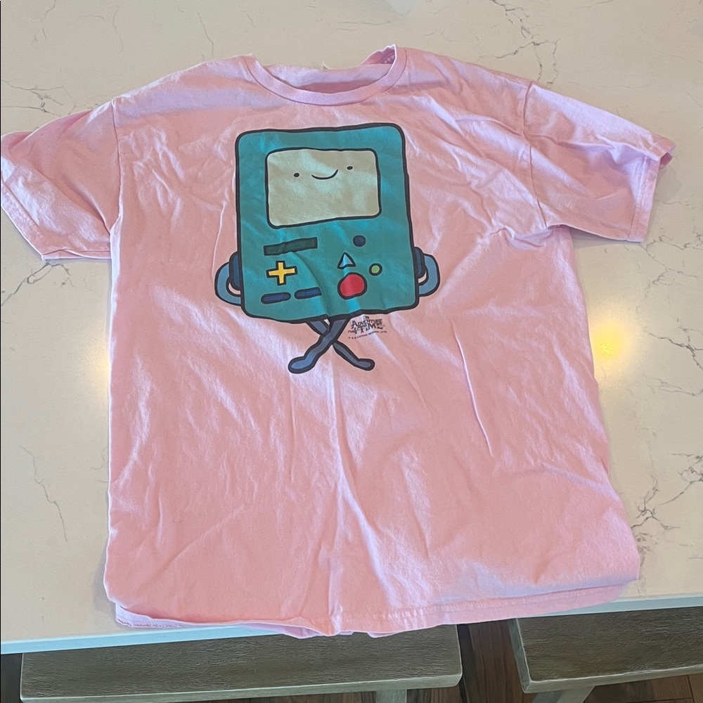 Pink Graphic T-Shirt with adventure time BMO